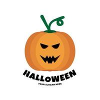 logotipo de halloween para su diseño con ilustración vectorial de calabaza dibujada a mano. esta ilustración se puede utilizar como tarjeta de felicitación, afiche o impresión. vector