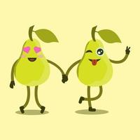 two pears character in love vector