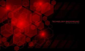 Abstract vector technology red hexagon geometric futuristic on black design modern creative background