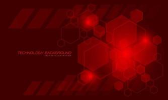 Abstract vector technology red hexagon geometric futuristic design modern creative background