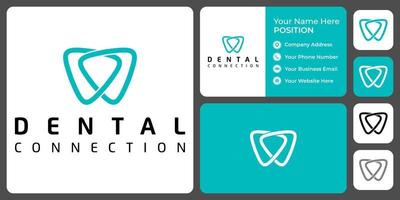 Dentist logo design with business card template. vector