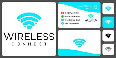 Wireless technology connection logo design with business card template. vector