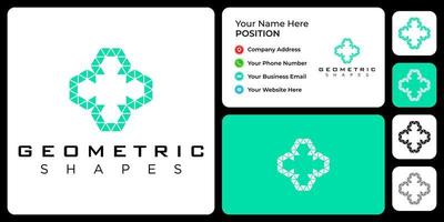 Geometric medical cross logo design with business card template. vector