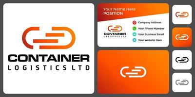 Letter C monogram container logo design with business card template. vector