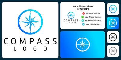 Compass logo design with business card template. vector