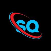SQ logo. SQ design. Blue and red SQ letter. SQ letter logo design. Initial letter SQ linked circle uppercase monogram logo. vector