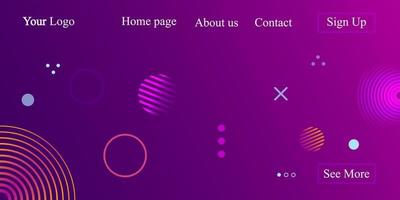 Landing page template with liquid shapes and geometric patterns for business website design. Eps10 vector illustration