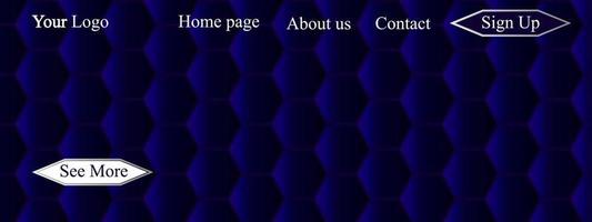 Hexagonal background website landing page. Template for websites or applications. Modern design. Geometric design. Abstract vector style in eps10 format