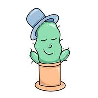 Cute cactus character in clay pot vector
