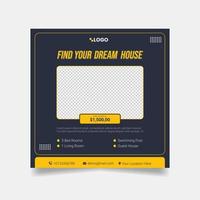 cartel de venta de casa moderna, plantilla de medios sociales de bienes raíces pro vector