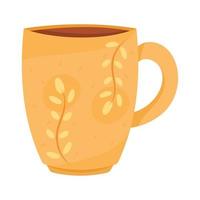 leafs in ceramic cup vector