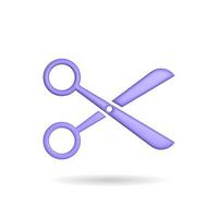 3d rendering scissors cut icon. Illustration with shadow isolated on white. photo