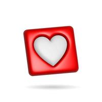 3d rendering heart icon. Illustration with shadow isolated on white. photo