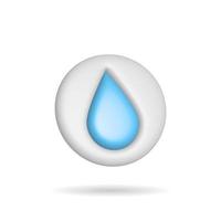 3d rendering water drop icon. Illustration with shadow isolated on white. photo