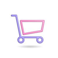 3d rendering shopping backet icon. Illustration with shadow isolated on white. photo