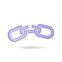 3d rendering broken chain icon. Illustration with shadow isolated on white. photo