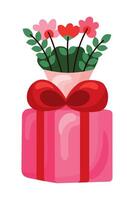 happy valentines gift and roses vector