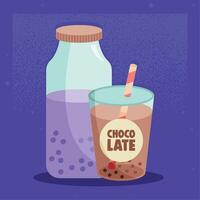 yogurt and chocolate drinks vector