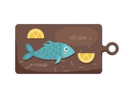 tabla de cocina con pescado vector