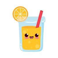 orange juice kawaii style vector