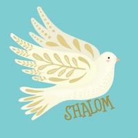 Silhouette of doves in sky. Shalom Israel, Peace Israel. Hanukkah greeting cards. vector