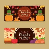 Hand drawn thanksgiving banner set vector