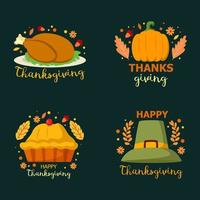 Thanksgiving day label collection in hand drawn style vector