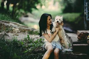 girl with her dog photo