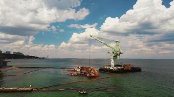 View of an old tanker that ran aground and overturned photo