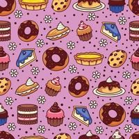 Seamless Pattern Desserts Background vector