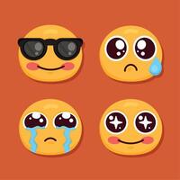 cuatro iconos de personajes de emoticonos vector