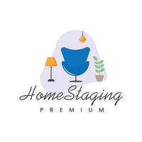 Simple interior design logo, modern staging house minimalist furniture decoration vector