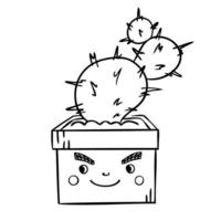 Cute cactus in a flower pot. Vector illustration of indoor plants.