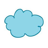 A small blue cloud with a stroke. Vector illustration in hand drawn style.