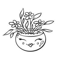 Cute plant in a flower pot. Vector illustration of indoor plants.