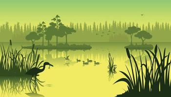 lago vista paisaje ilustración premium vector ilustración