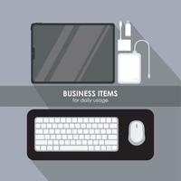 Business items icon set vector