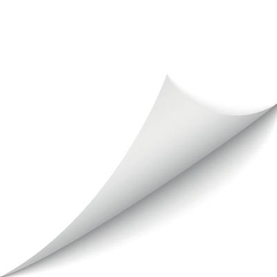 Curled corner of paper page with shadow.