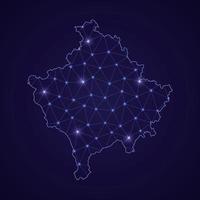 Digital network map of Kosovo. Abstract connect line and dot vector