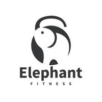 Elefante hervidor campana logotipo ilustración elefante tronco fitness vector combinación, símbolo, plantilla, icono