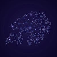 Digital network map of Hong Kong. Abstract connect line and dot vector