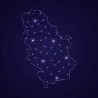Digital network map of Serbia. Abstract connect line and dot vector