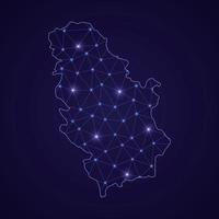 Digital network map of Serbia. Abstract connect line and dot vector