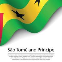 Waving flag of Sao Tome and Principe on white background. Banner vector