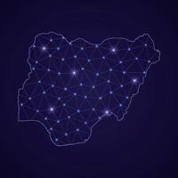 Digital network map of Nigeria. Abstract connect line and dot vector