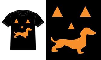 Dachshund Halloween Pumpkin Funny Halloween T-Shirt vector