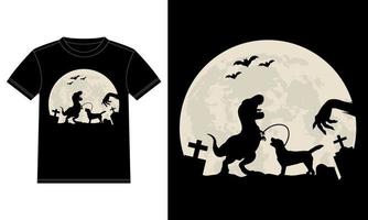 Labrador Retriever Dinosaur Moon Funny Halloween T-Shirt vector