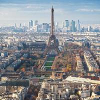 above view of Eiffel Tower and champ de mars photo