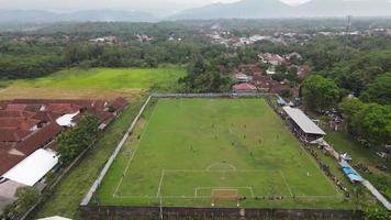 Aerial view of amateur football field - amateur football match. video
