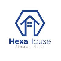 hexa house logo template vector design